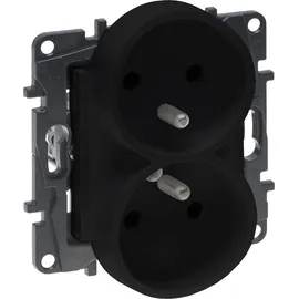 Legrand Doppelsteckdose mit Erdung 2x 2P+E schwarz 1 St.