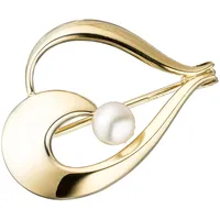 Brosche JOBO, gelb (gelbgold 585), Broschen, Damen, Gelbgold 585, Perlen, Brosche, 585 Gold mit einer Süßwasser-Zuchtperle