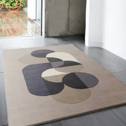 Kadima Design Teppich Wolle handgearbeitet grafisches Muster  120x170cm, Florhöhe 1,1cm  Hellgrau  Texturiert  Hull-Beverley Kollektion