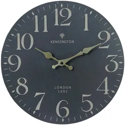 Rebecca Mobili Runde Wanduhr aus schwarzem Holz Ø 33,8 cm