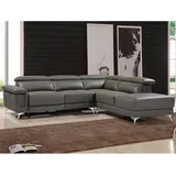 vente-unique Relaxsofa Ecksofa Leder elektrisch - Ecke Rechts - Anthrazit - PASCALINE