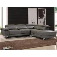 vente-unique Relaxsofa Ecksofa Leder elektrisch - Ecke Rechts - Anthrazit - PASCALINE