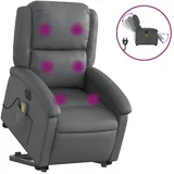 vidaXL Massagesessel mit Aufstehhilfe Kunstleder 144,5 x 82 x 0 cm Grau elektrisch