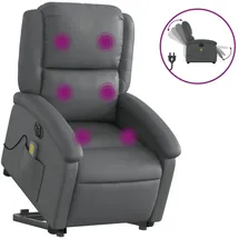 vidaXL Massagesessel mit Aufstehhilfe Kunstleder 144,5 x 82 x 0 cm Grau elektrisch