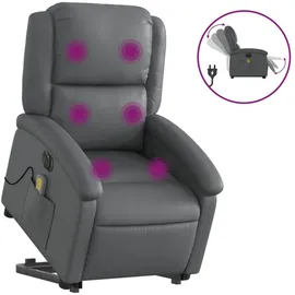 vidaXL Massagesessel mit Aufstehhilfe Kunstleder 144,5 x 82 x 0 cm Grau elektrisch
