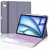 IVEOPPE Tastatur für iPad Air 11 2024, Hülle mit Tastatur für iPad Air 6. Generation (M2), Magnetisch 7-Farbige Beleuchtung Bluetooth QWERTZ Touchpad Tastatur für iPad Air 6 11 Zoll 2024, Lila