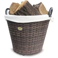 HABAU Holzkorb mit Stoffeinsatz, 54 cm, braun, aus Polyethylen,