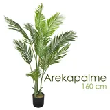 Decovego Künstliche Palme groß Kunstpalme Kunstpflanze Palme künstlich wie echt Plastikpflanze Arekapalme 160 cm hoch Balkon Dekoration Deko