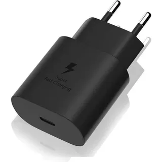 Adapter 25 Watt USB-C passt für Samsung Galaxy S25, S25+, S25 Ultra [schwarz] - Schwarz