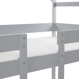 Beliani Hochbett Labatut 90 x 200 cm Kiefer grau