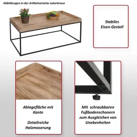 MCW Couchtisch MCW-K71, Kaffeetisch Beistelltisch Tisch, Holz massiv Metall 46x110x60cm ~ dunkelbraun