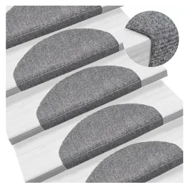vidaXL 15-tlg Selbstkleb. Treppenmatten Nadelvlies 65x21x4cm Hellgrau