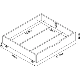 [en.casa] Unterbettkommode Ydre 2er Set Unterbett Aufbewahrungsbox 97,5 x 62 x 22 cm Bettkasten Holz Bettschublade auf Rollen Weiß