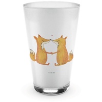 Mr. & Mrs. Panda Glas Füchse Liebe - Transparent - Geschenk, Latte Macchiato, Cappuccino Gl, Premium Glas, Edles Matt-Design