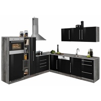 Kochstation Winkelküche »KS-Samos«, ohne E-Geräte, Stellbreite 260 x 270 cm schwarz