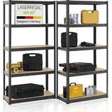 Juskys Lagerregal Basic 4er Set 180x90x40 cm – Metall Schwerlastregal, 20 Böden, 3500 kg Grau