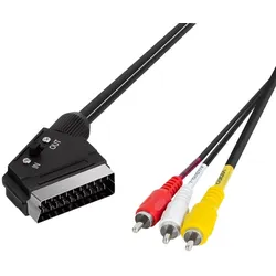 LogiLink RCA Kabel Chinch Scart 21 Pins zu 3x RCA Stecker (Audio Video)