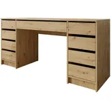 Mirjan24 Schreibtisch Eiche Artisan, 9 Schubladen, Rechteckig,Rechteckig, 154x76x55 cm, Arbeitszimmer, Schreibtische, Bürotische