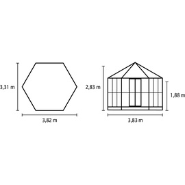 Vitavia Hera 9000 Alu ESG 3 mm/Dach HKP 6 mm 9 m2 inkl. Fundament