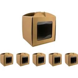 Kuchenbox mit Fenster 250x250x250 mm (5er Pack) – Ideal für Konditorei, Kuchen, Hochzeiten, Weihnachten & Alle Anlässe!