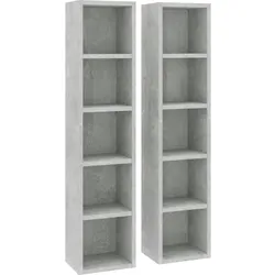 vidaXL CD-Regale 2 Stk. Betongrau 21x16x93,5 cm Holzwerkstoff