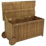 Auflagenbox Kissenbox Kissentruhe Gartentruhe NAVARRA 123,5cm mit Rollen, Akazie