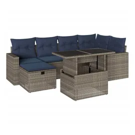 vidaXL Gartensofa-Set mit Kissen, grau, Polyrattan