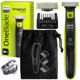 NEU Philips OneBlade Rasierer QP2724/20 Schwarz Grün mit Reiseetui Set
