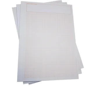 Millimeterpapier, Millimeterpapierblock, Aufmassblock, DIN A4, 80 g/m2, 50 Blatt, 1 mm Raster in orange, mit gedruckten Linealen links und unten, Anschriftenfeld oberhalb des Rasters (3)