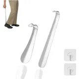 FELIXLEO Schuhlöffel 2er Set Schuhlöffel Metall Edelstahl Lang 30cm Kurz 14.5cm Wandhalter