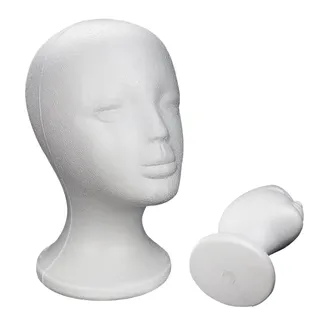 Generisch Weiß Modellkopf Für Hüte Schaufensterpuppenkopf Für Perücken Benutzerfreundlicher Modellkopf Schaumstoff Perücken-Mannequin-Kopf Für Perücken, Haare, Brille, Hut. Perücke Stand