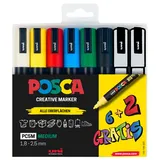 Uni-Ball POSCA PC-5M Acrylstift farbsortiert 1,8 - 2,5 mm, 8 St.