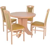 HOFMANN LIVING AND MORE Essgruppe »5tlg. Tischgruppe«, (Spar-Set, 5 tlg 5tlg. Tischgruppe), Buche-Nachbildung + gelb + Buche-Nachbildung, , 48465019-0 B/H/T: 45 cm x 95 cm x 48 cm,