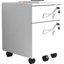VCM Rollcontainer Beistellcontainer mit zwei Schubladen Maße ca. H. 55 x B. 40 x T. 44 cm Bürocontainer abschließbar - Baula M