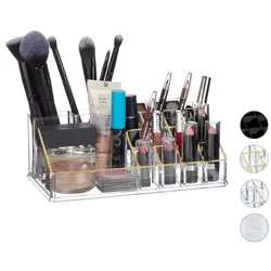 Relaxdays Kosmetikorganizer Acryl Gold,Transparent