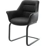 DeLife Freischwinger Kaira-Flex Echt-Leder Schwarz Freischwinger flach Schwarz
