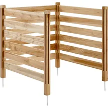 Vevor Sichtschutzzaun aus Holz, 914x914 mm 3-Paneele-Lamellenzaun für Klimaanlagen, Umzäunung für Poolausrüstung mit Metallpfählen, Mülltonnenversteck für den Außenbereich als Gartendekoration