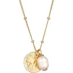Elli PREMIUM Kugelkette Plättchen Barockperle Vintage 925 Silber 50 Damen 