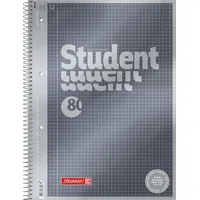 Brunnen Collegeblock Premium A4 Kariert Spiralbindung Pappkarton Anthrazit-Metallic Perforiert 160 Seiten 80 Blatt