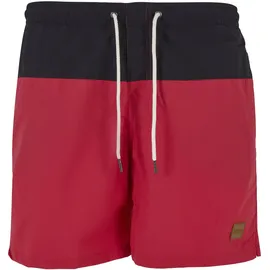 URBAN CLASSICS Block Swim Shorts Schwarz/Rot L