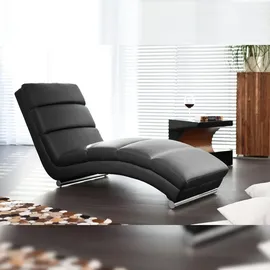 SalesFever Relaxliege | Bezug Kunstleder | Gestell Metall verchromt | B 60 x T 171 x H 81 cm | schwarz