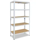 shelfplaza Schwerlastregal Stahl 155x90x40 cm weiß 5 Böden 175 kg Traglast pro Boden