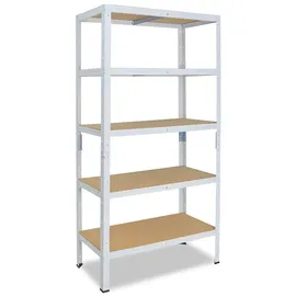 shelfplaza Schwerlastregal Stahl 155x90x40 cm weiß 5 Böden 175 kg Traglast pro Boden