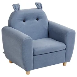 Kindersessel Leinenoptik blau Tierform Nilpferd MARIBO