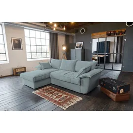 KAWOLA Sofa DAMETO Ecksofa Bettsofa Schlafsofa mit Stauraum Cord hellblau