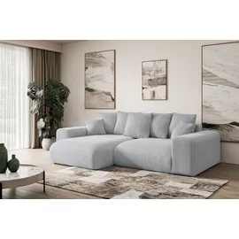altdecor Ecksofa Cord mit Schlaffunktion 2-Sitzer Grau