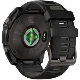 Garmin fenix 8 Solar 51 mm Graphit/Titan Carbongrau Silikon-Armband 26 mm
