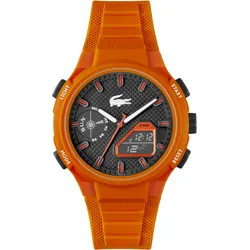 Quarzuhr LACOSTE "LC33", orange, Armbanduhren, Herren, Armbanduhr, Herrenuhr, Silikonarmband, analog, digital, Wochentag