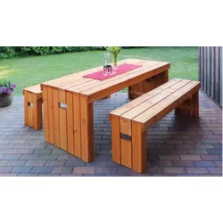 Holz Terrassenmöbel Fanö - 162 x 35 x 47 cm (Bank) / 180 x 75 x 74 cm (Tisch) - Farbe: Grau