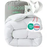 welldora Komfort Bettdecke 135x200 Winter | 100% Extraweiche Federn & Daunen | Fachärztlich geprüft, Oeko-Tex, Allergiker | Zertifiziert für Tierwohl | Dicke extrawarme Winterdecke Daunendecke